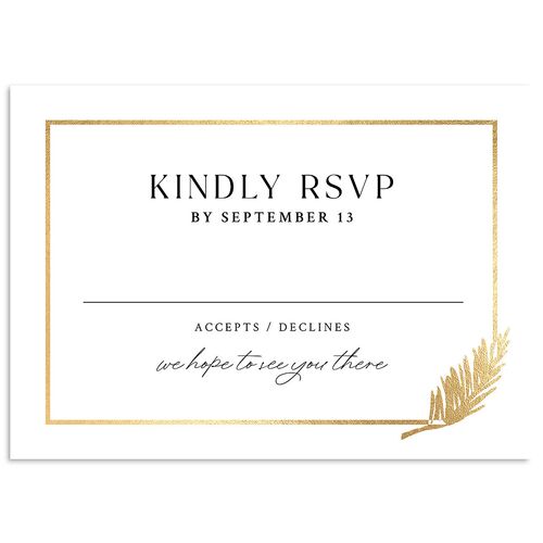 Classic Palm Trees Foil Wedding Response Cards Gold Licorice Signature Standard