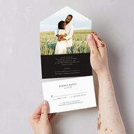 Romantic Photo All-in-One Wedding Invitations Midnight Signature Light Both Recipient and Return Addresses No