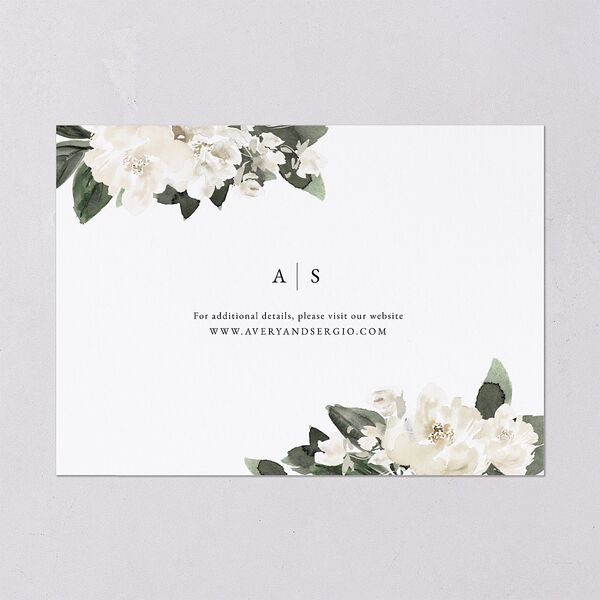 Floral Accent Save The Date Cards Off-White Signature smooth Blank No Standard
