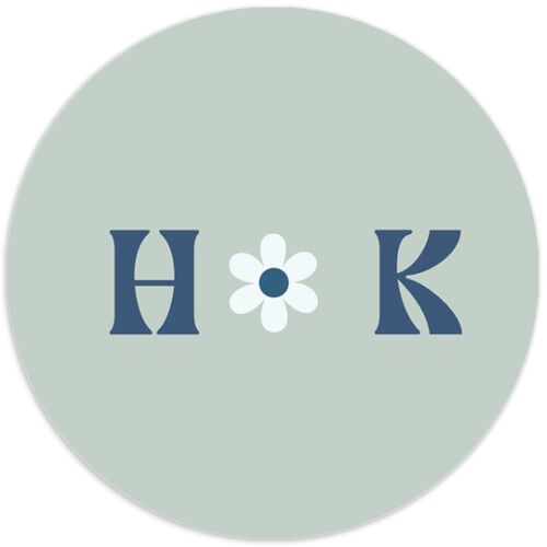 Simple Retro Daisy Wedding Stickers Ink Blue Circle