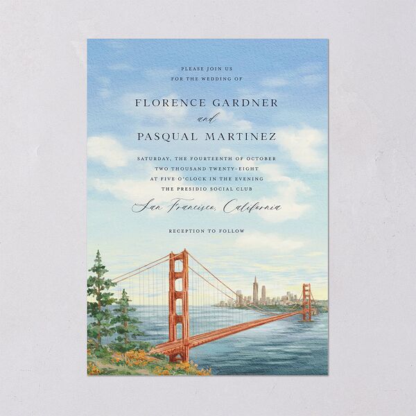 Scenic San Francisco Wedding Invitations Pale Blue Signature Blank No Standard