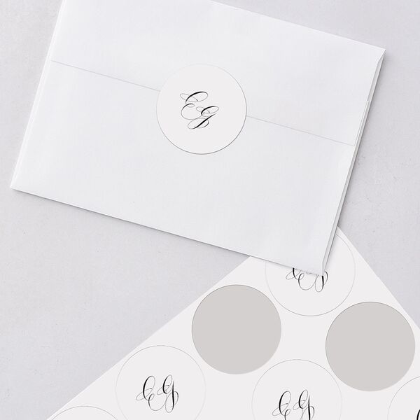 Rose Garden Crest Wedding Stickers by Bridgerton Pure White Circle