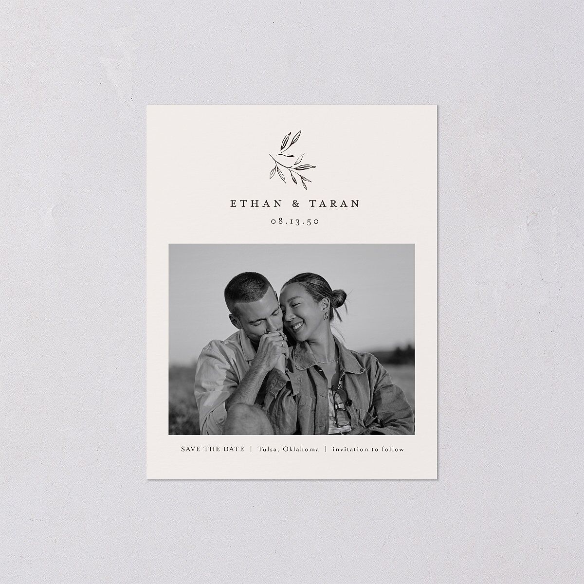 Minimal Leaves Save the Date Petite Cards — view 2