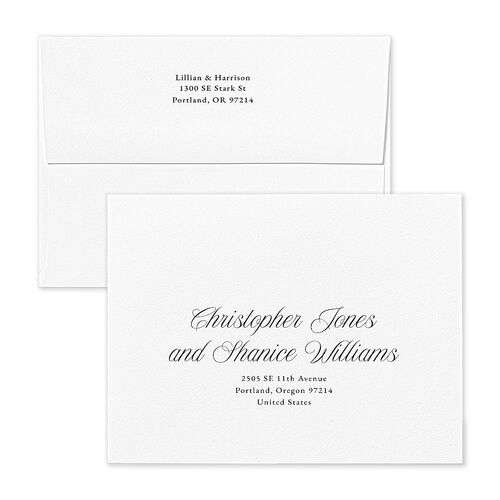 Elegant Oval Monogram Save the Date Magnet Envelopes White Standard Sand Both Recipient and Return Addresses Signature