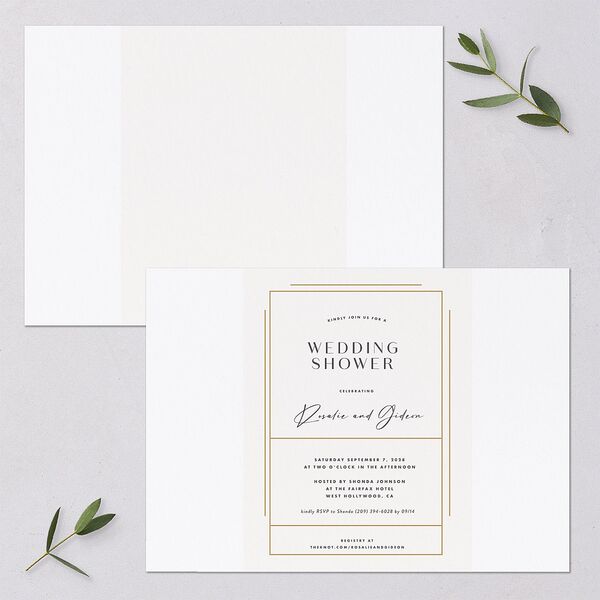 Refined Frame Bridal Shower Invitations Snow Signature Blank