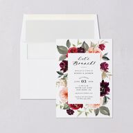 Vibrant Floral Bridal Shower Invitations Deep Claret Signature Blank