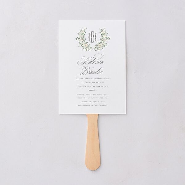Luxury Floral Monogram Fan Programs Cotton Signature Standard