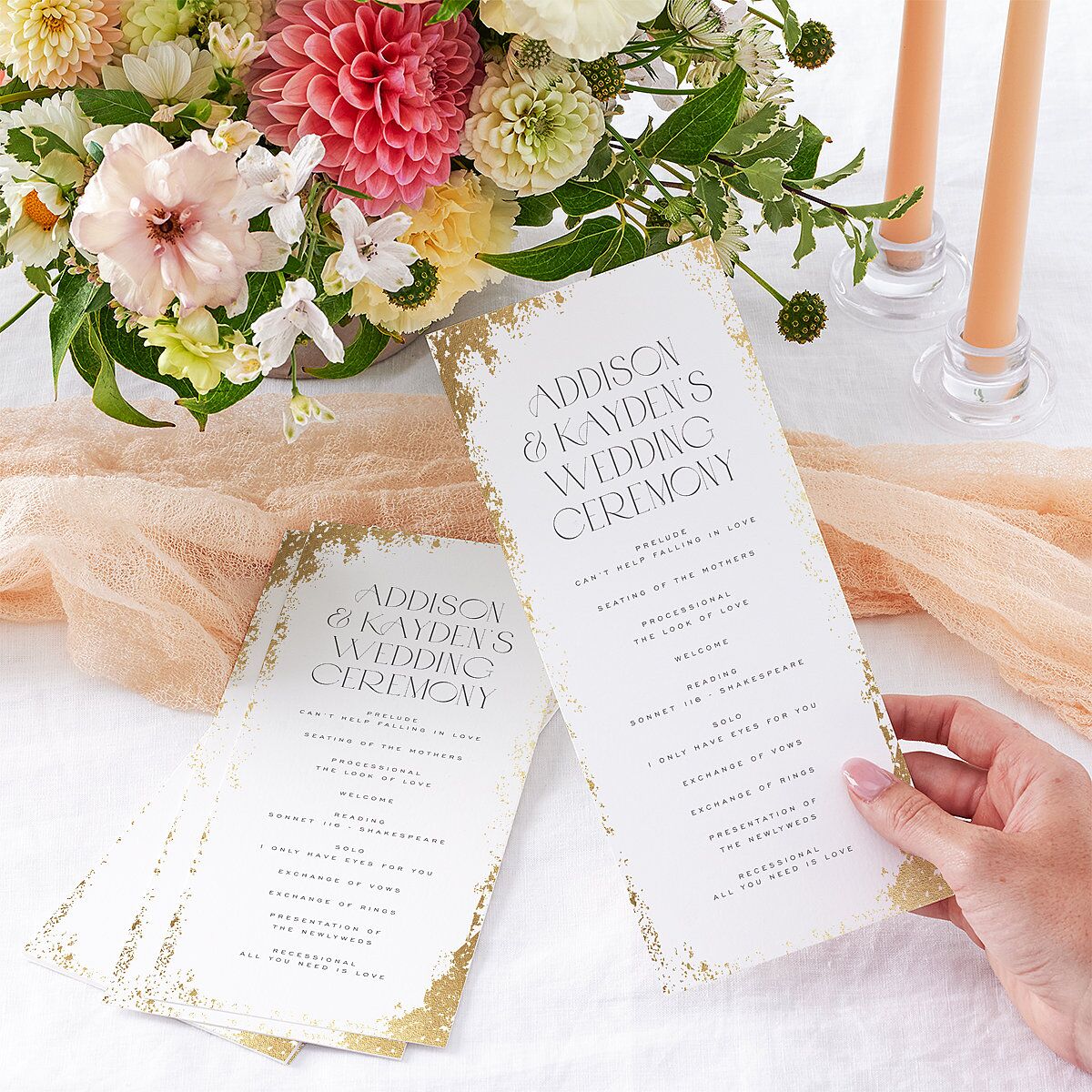 Metallic Edge Wedding Programs Gold Pure White Signature
