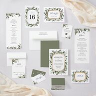 Eucalyptus Frame Foil Wedding Response Cards Gold Pure White Signature Standard