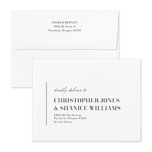 Classic Border Thank You Card Envelopes Moody Blue White Both Recipient and Return Addresses Signature Standard