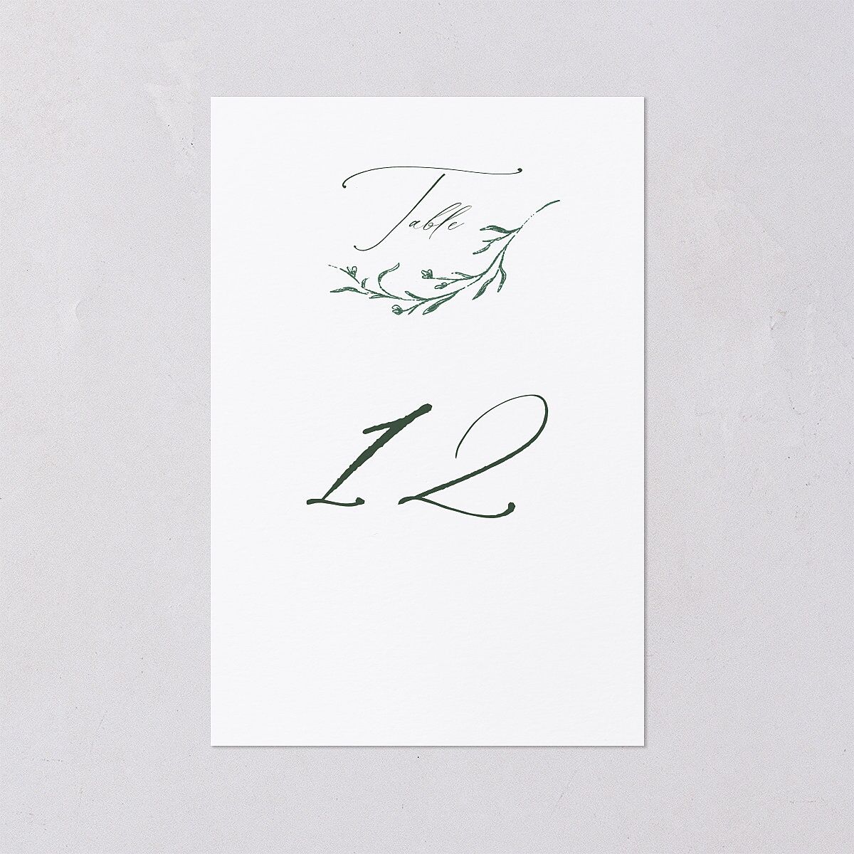 Illustrated Vines Table Numbers Hunter Green Signature