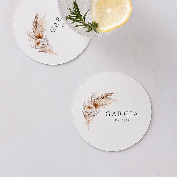 Bohemian Floral Hoop Coasters Camel Cardboard Circle