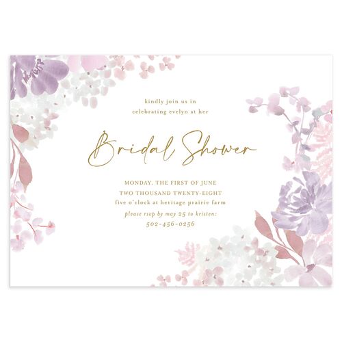 Hydrangea Garden Bridal Shower Invitations Purple Petal Signature Blank Standard
