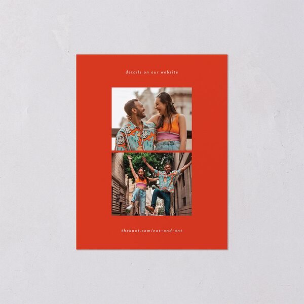 Modern Retro Type Save the Date Petite Cards Scarlet Signature smooth Blank No Standard