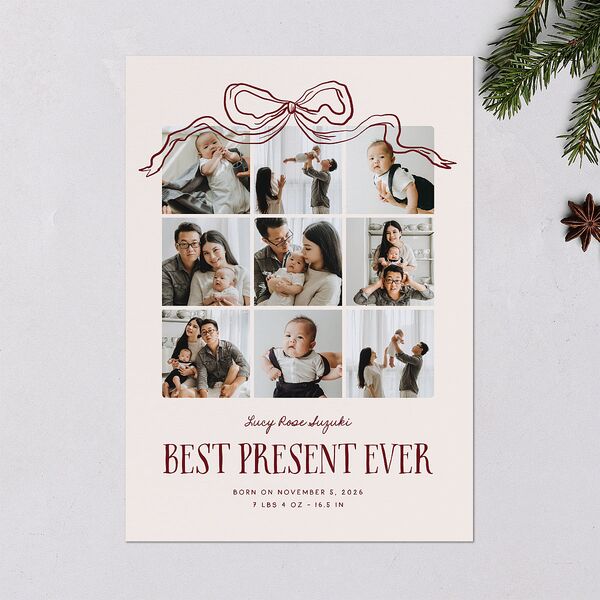 Best Present Ever Bow Gallery Holiday Cards Merlot Signature Blank Standard Portrait