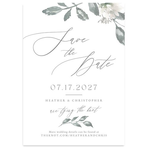 Dusted Calligraphy Save The Date Cards Steel Gray Signature smooth Blank No Standard