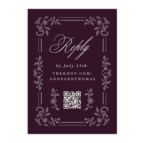Luxury Victorian Gothic Lace QR Code RSVP Cards Bordeaux Signature Standard