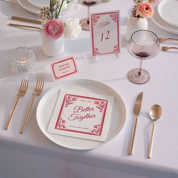 Vintage Heart Locket Luncheon Napkins Crimson Napkin Uncoined