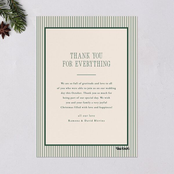 Classic Monogram First Christmas Holiday Cards Dark Emerald Signature Blank Standard