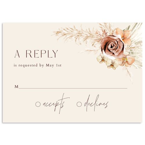 Pampas Floral Wedding Response Cards Espresso Signature Standard