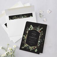 Elegant Eucalyptus Christmas Foil Wedding Invitations Gold Licorice Signature Blank No Standard