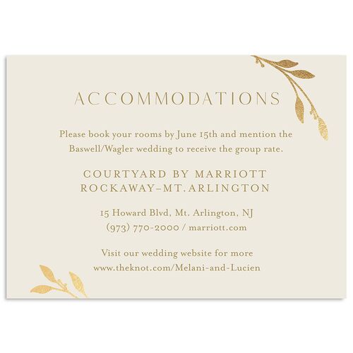 Gilded Sprigs Foil Wedding Enclosure Cards Gold Biscotti Signature Standard