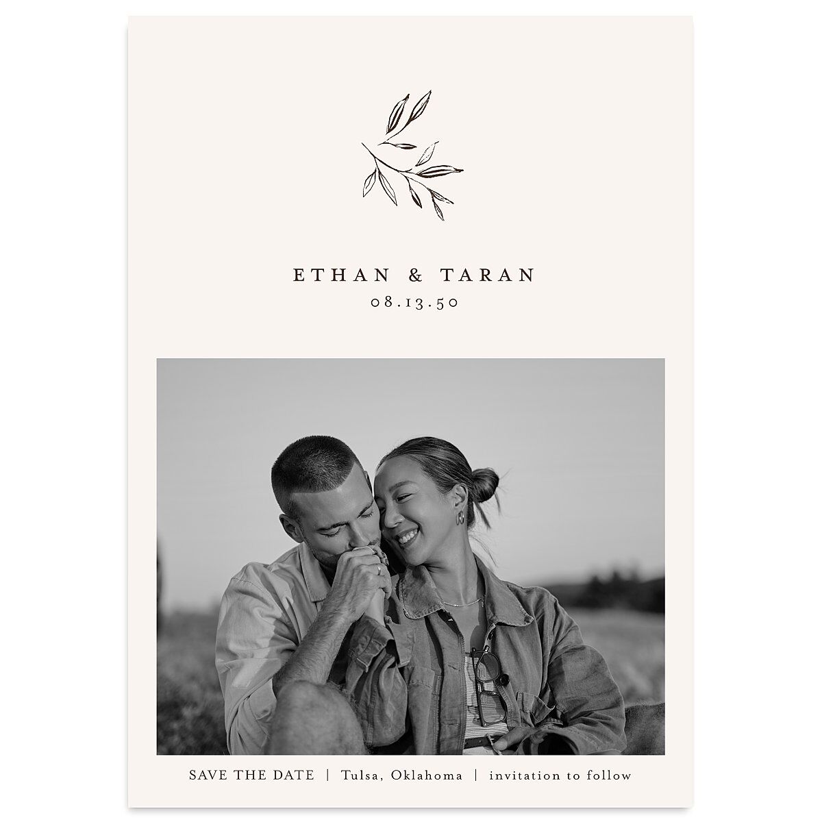 Minimal Leaves Save The Date Cards
