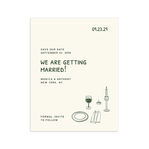Hand Drawn Recipe Save the Date Petite Cards Dark Camo Signature smooth Blank No Standard