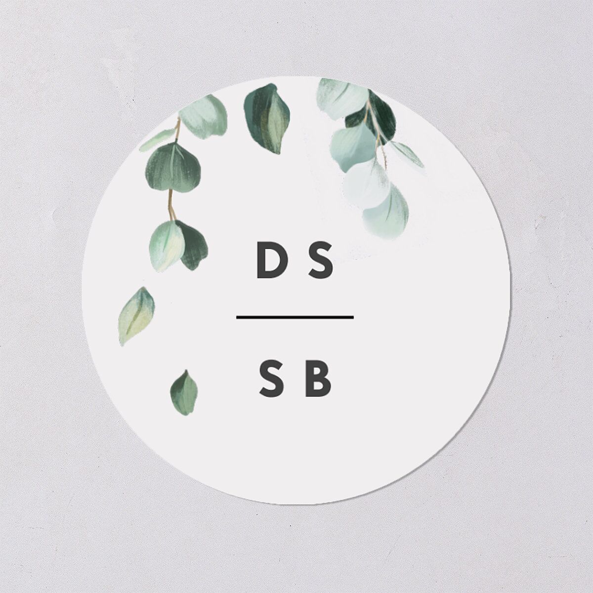 Modern Eucalyptus Wedding Stickers Pure White Circle