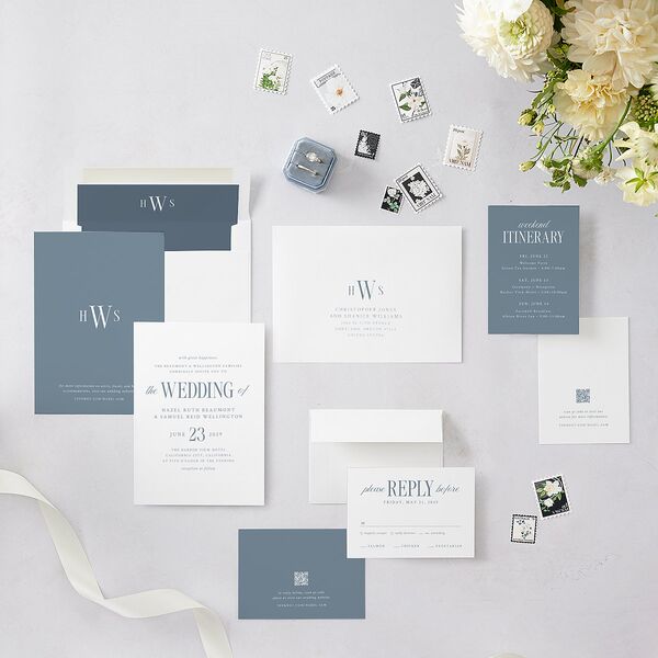 Elegant Wedding Of Wedding Invitations Dusty Blue Signature Blank Standard No