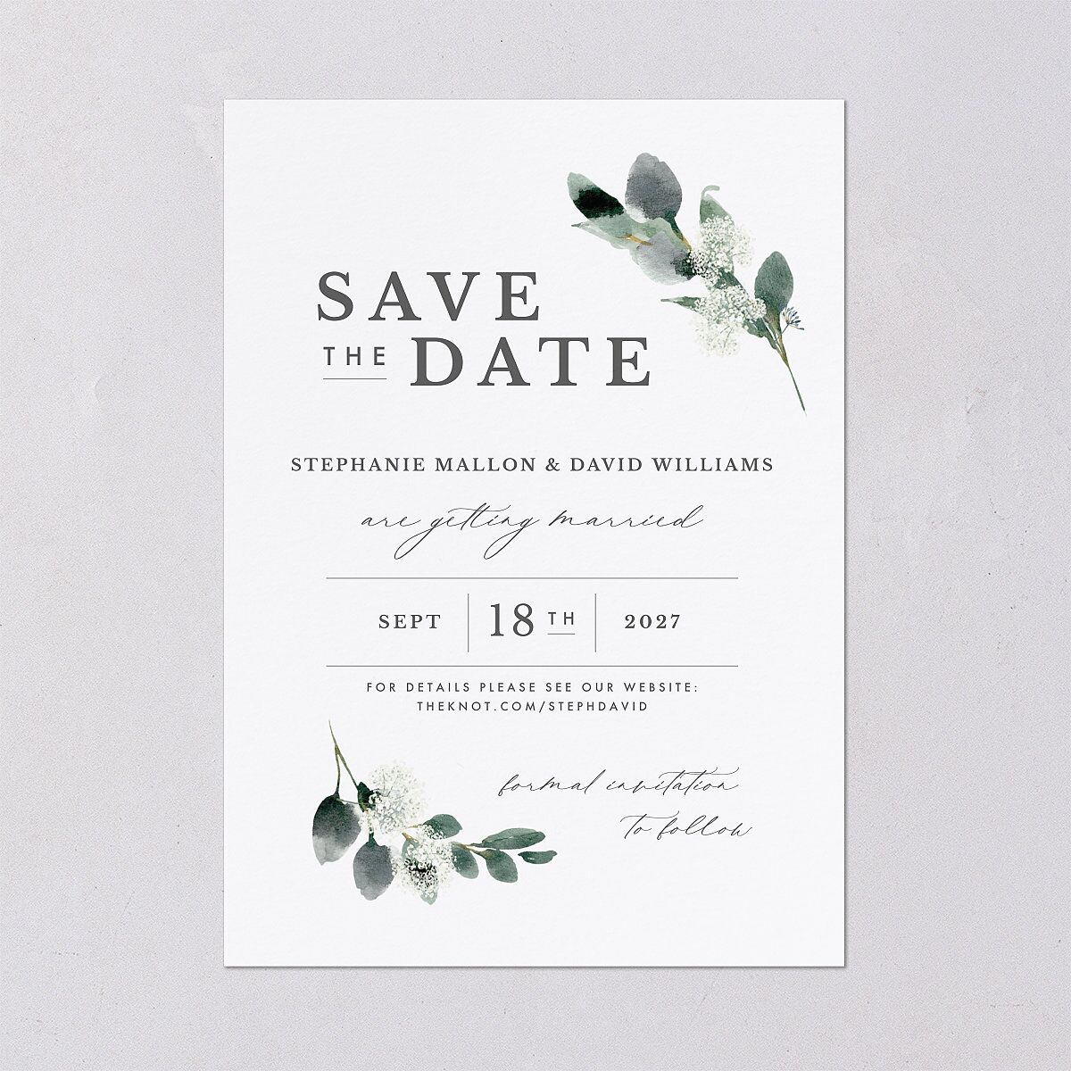 Elegant Greenery Save The Date Cards — view 2