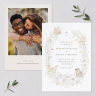 Butterfly Botanical Foil Wedding Invitations Gold Pure White Signature Blank No Standard