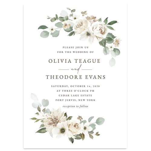 Eucalyptus Bouquet Wedding Invitations Ivory Signature Blank No Standard