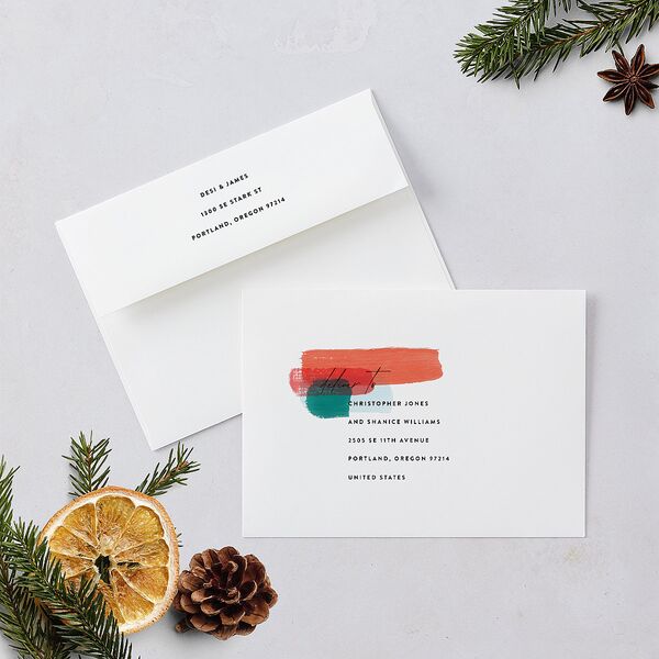 Painted Holiday Holiday Cards Red Clay Signature Blank Standard Portrait