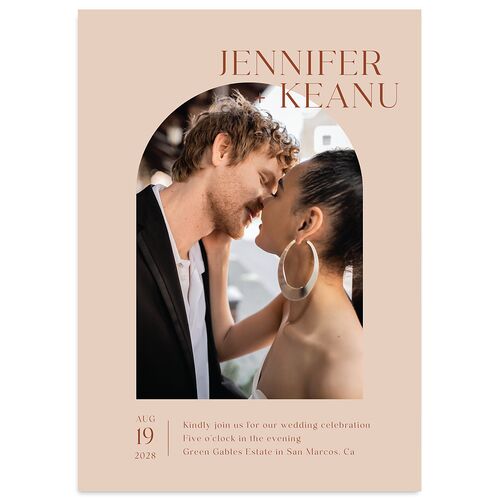 Modern Arch Photo Wedding Invitations Saddle No Signature Blank Standard