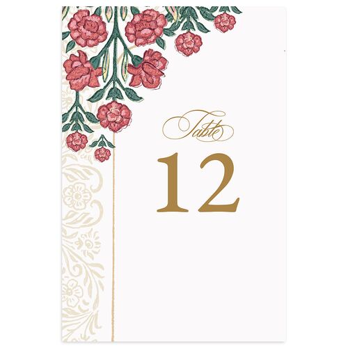 Indian Botanical Blooms Table Numbers Garnet Signature