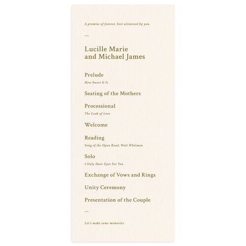 Elegant Typography Wedding Programs Gold Signature