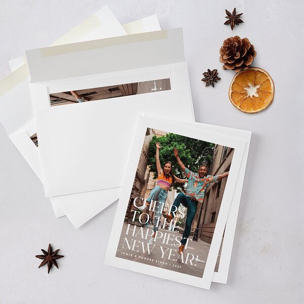 Big Cheers Holiday Cards Pure White Signature Blank Standard Portrait