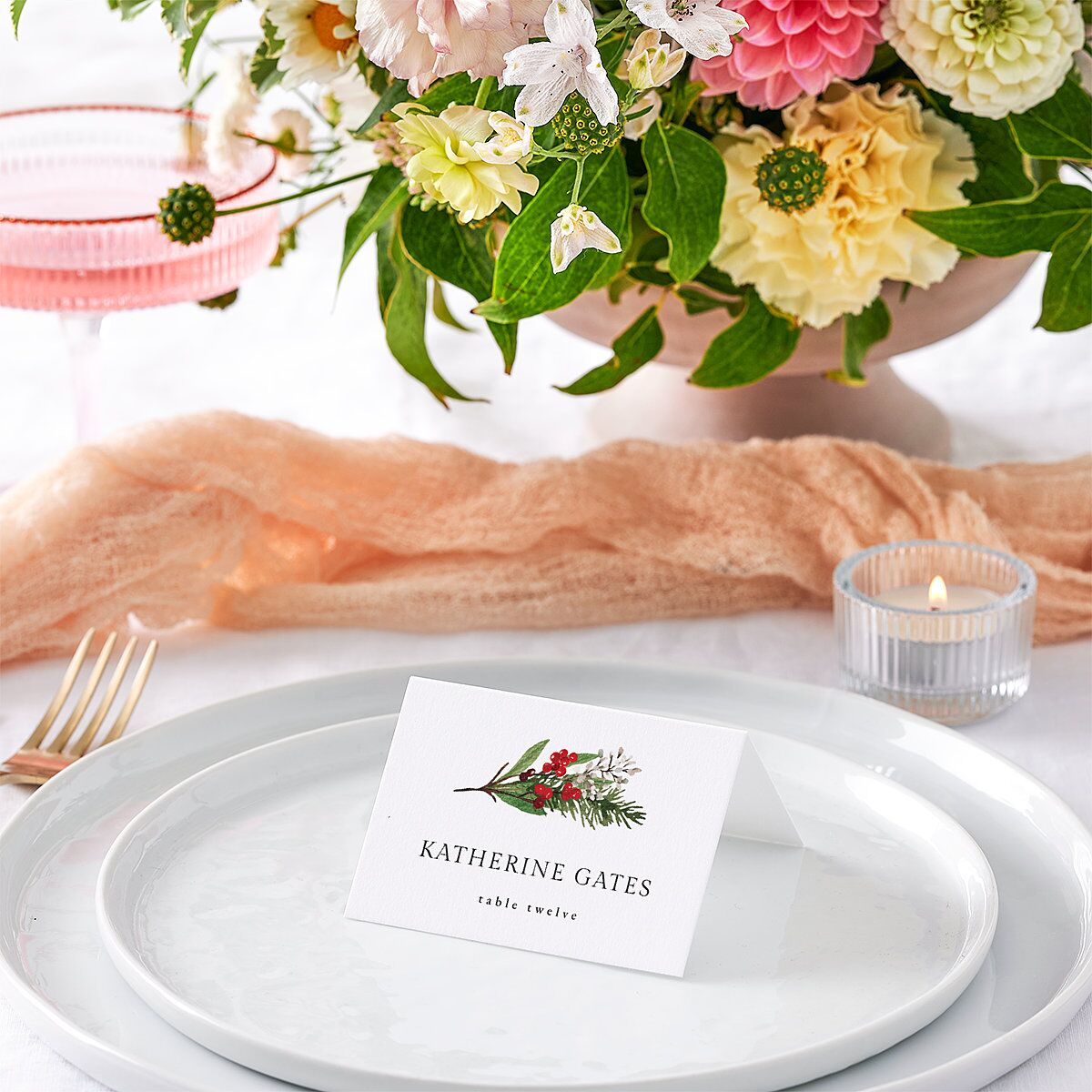 Christmas Poinsettia Place Cards Ruby Signature