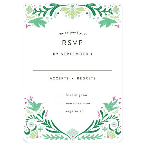 Folk Art Wedding Response Cards Ultramarine Signature Rounded