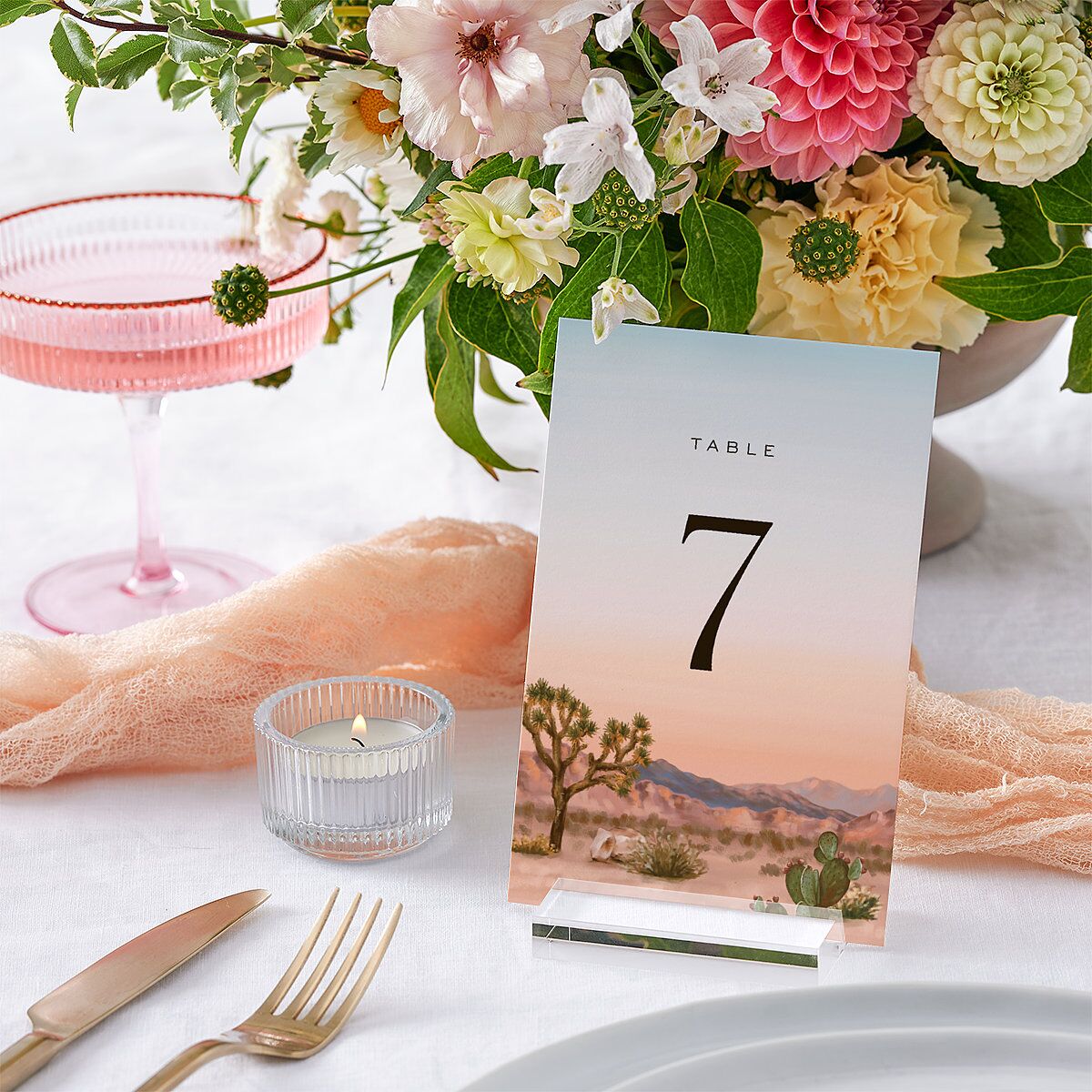 Desert Cactus Table Numbers Peach Fuzz Signature