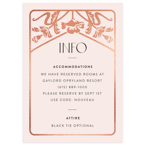 Gilded Nouveau Wedding Enclosure Cards Rose Gold Pink Cotton Signature Standard