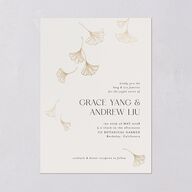 Ginkgo Leaves Wedding Invitations Gold Champagne Signature Blank No