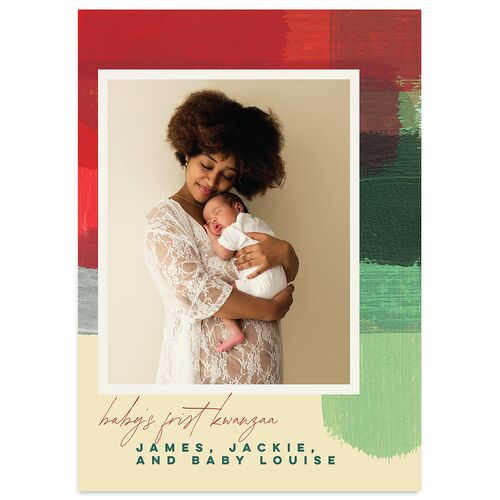 Baby's First Kwanza Painted Watercolor Holiday Cards Red Clay Signature Blank Portrait  Standard