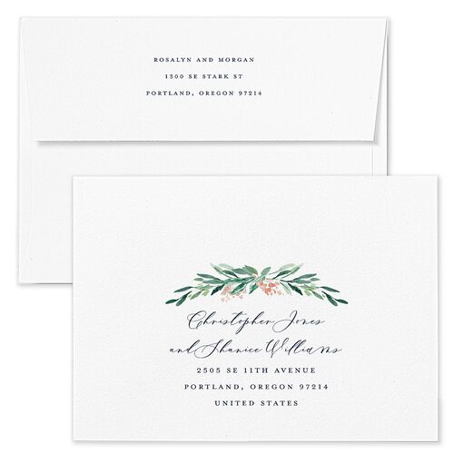 Gilded Botanical Wedding Invitation Envelopes Blue Moody Blue Return Address Standard Signature