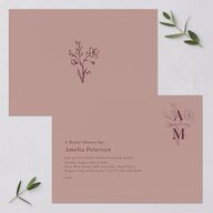 Rustic Monogram Bridal Shower Invitations Dusty Rose Signature Blank Standard