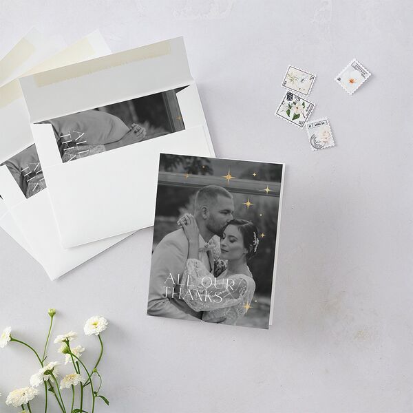 Starry Photo Foil Thank You Cards Midnight Gold