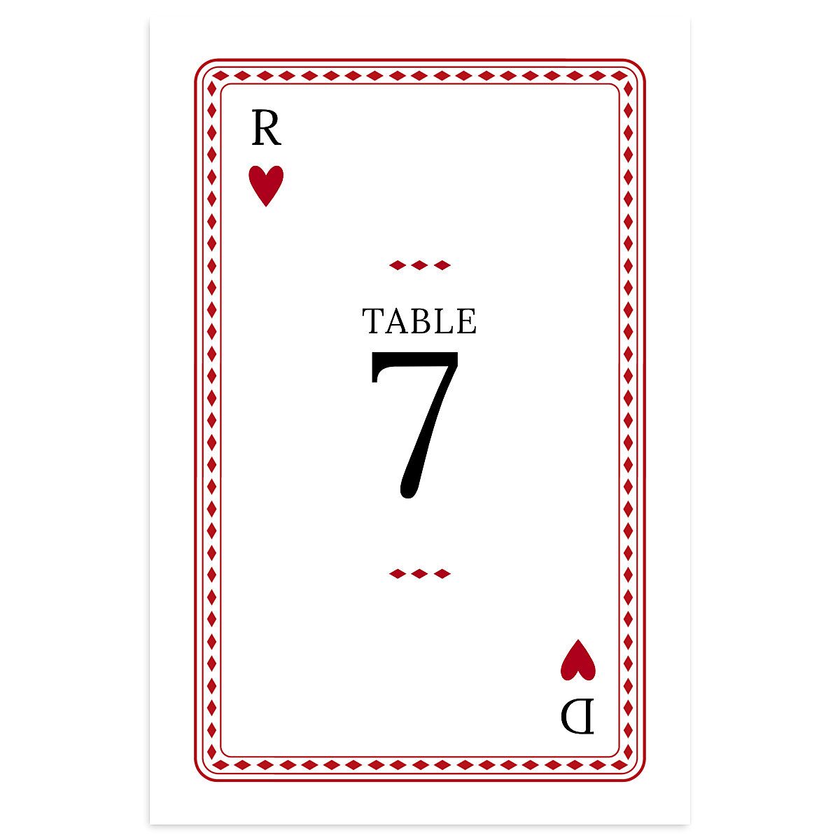 Las Vegas Playing Card Table Numbers