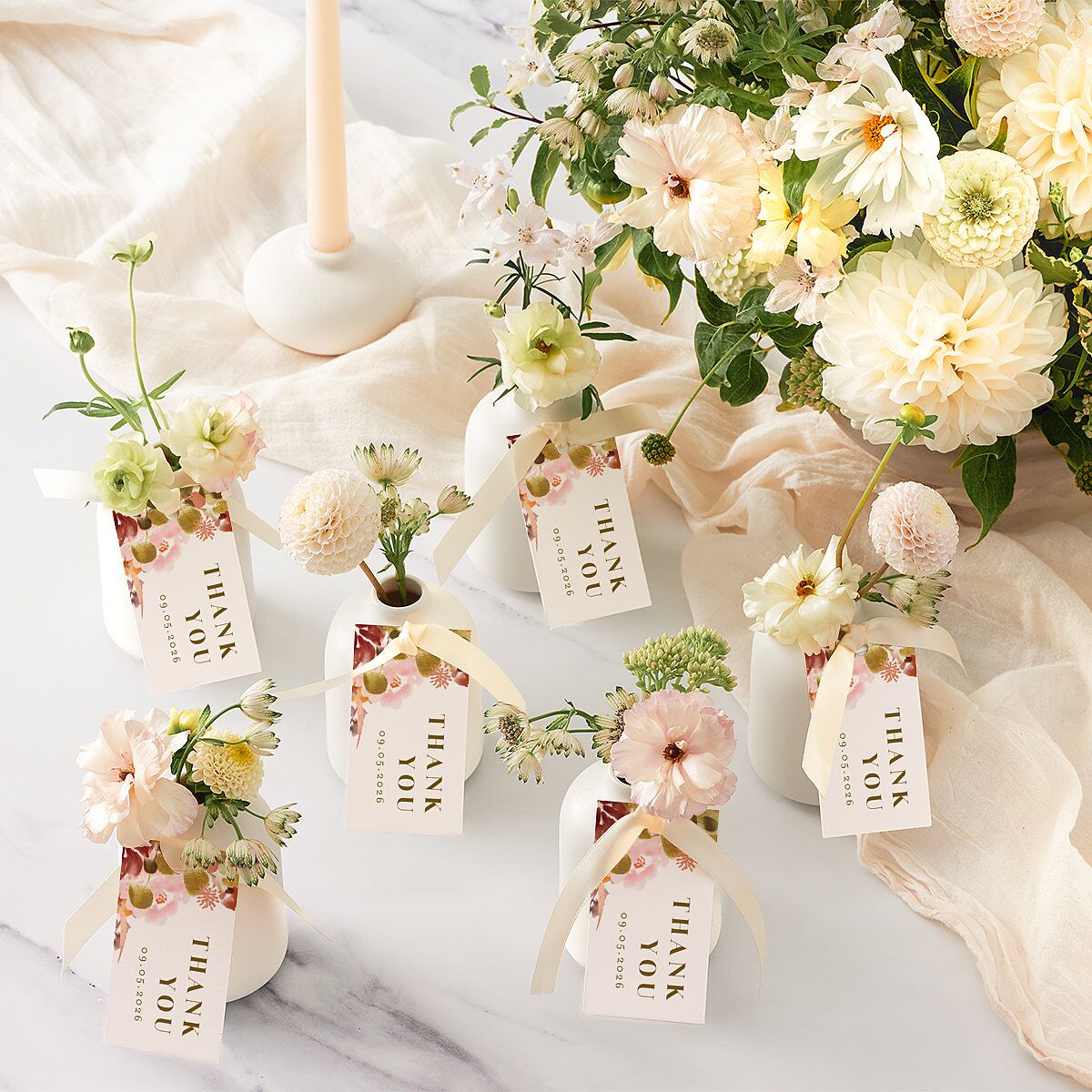Fall Garland Favor Gift Tags Rose Gold Peony Signature