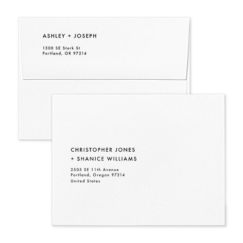 Modern Wave Thank You Card Envelopes White Standard Cream Both Recipient and Return Addresses Signature